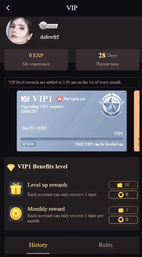 An image showing the VIP privileges page of 6 Club game.